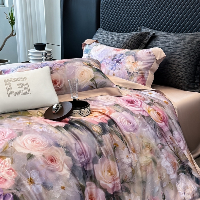 91家纺网 家纺一手货源 找家纺 （总）若未2025 新款5D唯美浪漫数码银灰50SX50S奥地利兰精天丝棉套件绮梦 绮梦控价券后不低于368