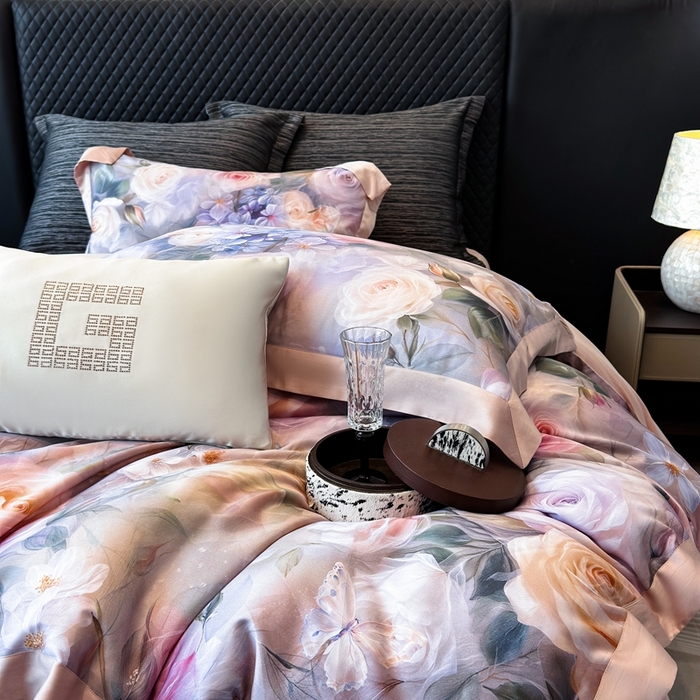 91家纺网 家纺一手货源 找家纺 （总）若未2025 新款5D唯美浪漫数码银灰50SX50S奥地利兰精天丝棉套件绮梦 绮梦控价券后不低于368