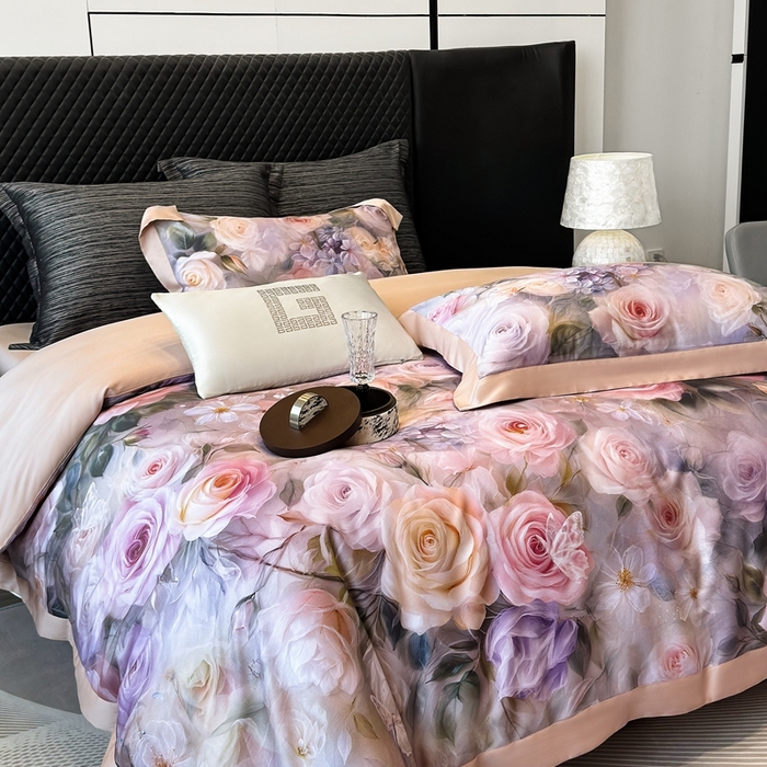 91家纺网 家纺一手货源 找家纺 （总）若未2025 新款5D唯美浪漫数码银灰50SX50S奥地利兰精天丝棉套件绮梦 绮梦控价券后不低于368