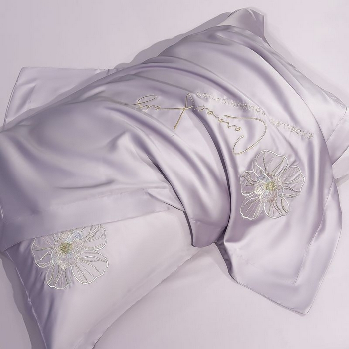 91家纺网 家纺一手货源 找家纺 欧乐蒂 2025新款水洗冰丝刺绣四件套-花颜 花颜-芋紫