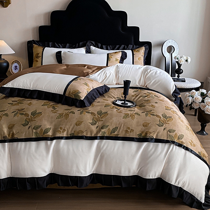 91家纺网 家纺一手货源 找家纺 富宁家纺 2025新款轻奢冰丝数码印花四件套 黄昏