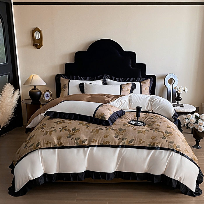 91家纺网 家纺一手货源 找家纺 富宁家纺 2025新款轻奢冰丝数码印花四件套 黄昏