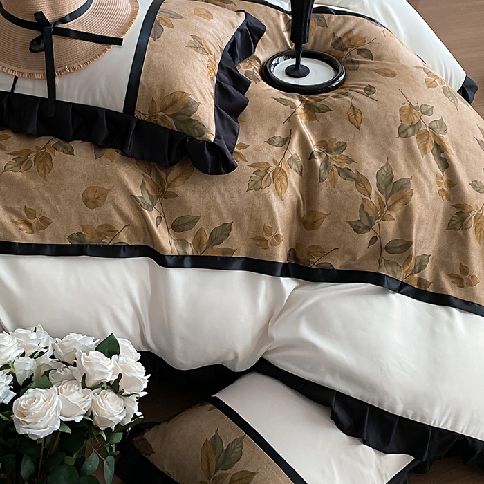 91家纺网 家纺一手货源 找家纺 富宁家纺 2025新款轻奢冰丝数码印花四件套 黄昏