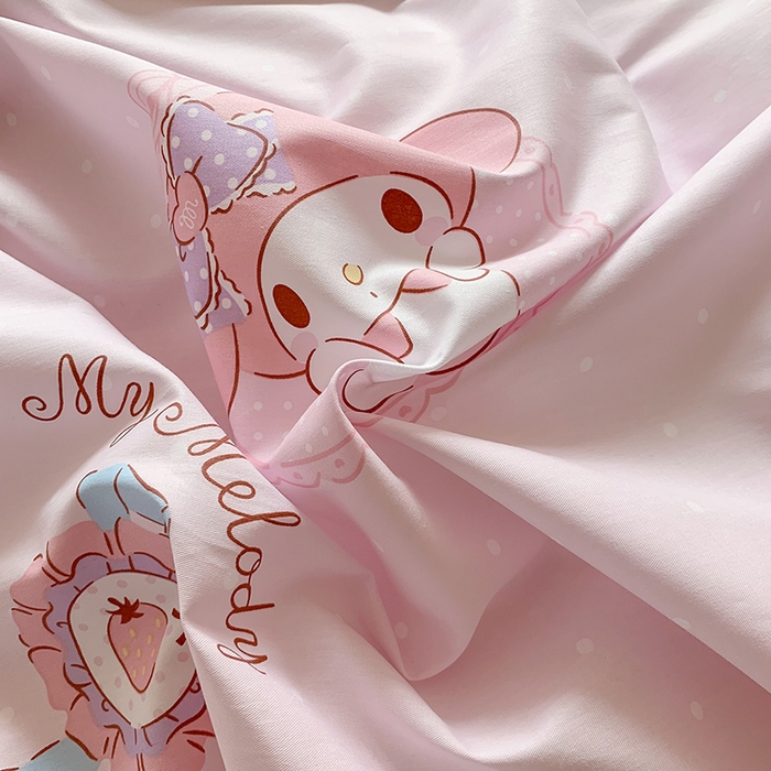 91家纺网 家纺一手货源 找家纺 玉元坊 2025年5月新品三丽鸥全棉床单纯棉床裙床笠三四件套简约基础款式-美乐蒂简约款式 小兔美乐蒂【简约款】