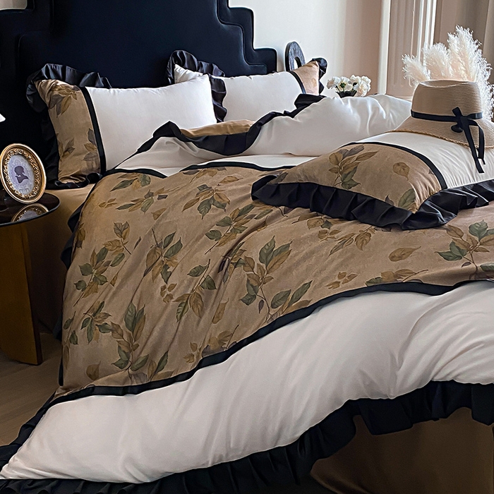 91家纺网 家纺一手货源 找家纺 富宁家纺 2025新款轻奢冰丝数码印花四件套 黄昏