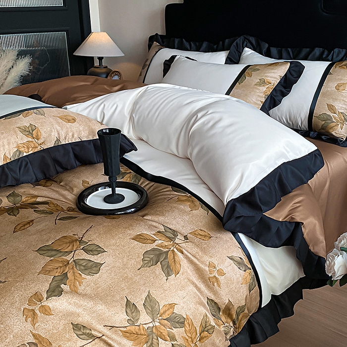 91家纺网 家纺一手货源 找家纺 富宁家纺 2025新款轻奢冰丝数码印花四件套 黄昏