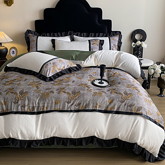 91家纺网 家纺一手货源 找家纺 富宁家纺 2025新款轻奢冰丝数码印花四件套 破晓