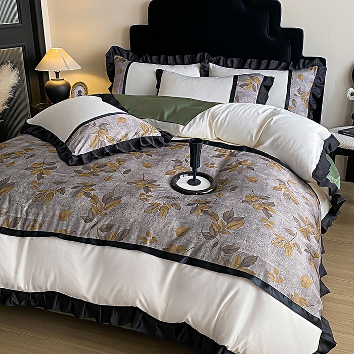 91家纺网 家纺一手货源 找家纺 富宁家纺 2025新款轻奢冰丝数码印花四件套 破晓