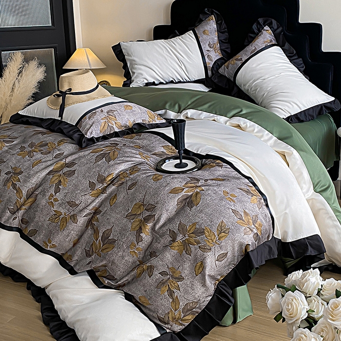 91家纺网 家纺一手货源 找家纺 富宁家纺 2025新款轻奢冰丝数码印花四件套 破晓