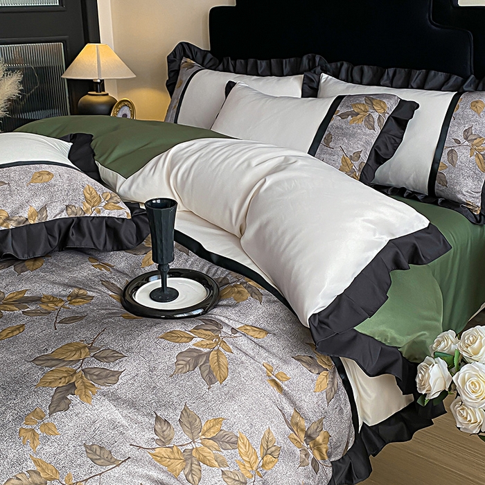 91家纺网 家纺一手货源 找家纺 富宁家纺 2025新款轻奢冰丝数码印花四件套 破晓