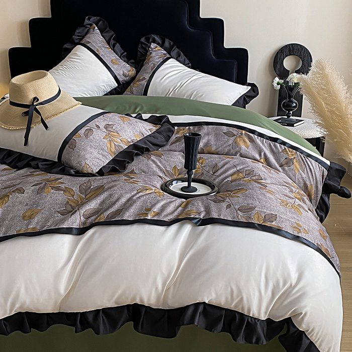 91家纺网 家纺一手货源 找家纺 富宁家纺 2025新款轻奢冰丝数码印花四件套 破晓