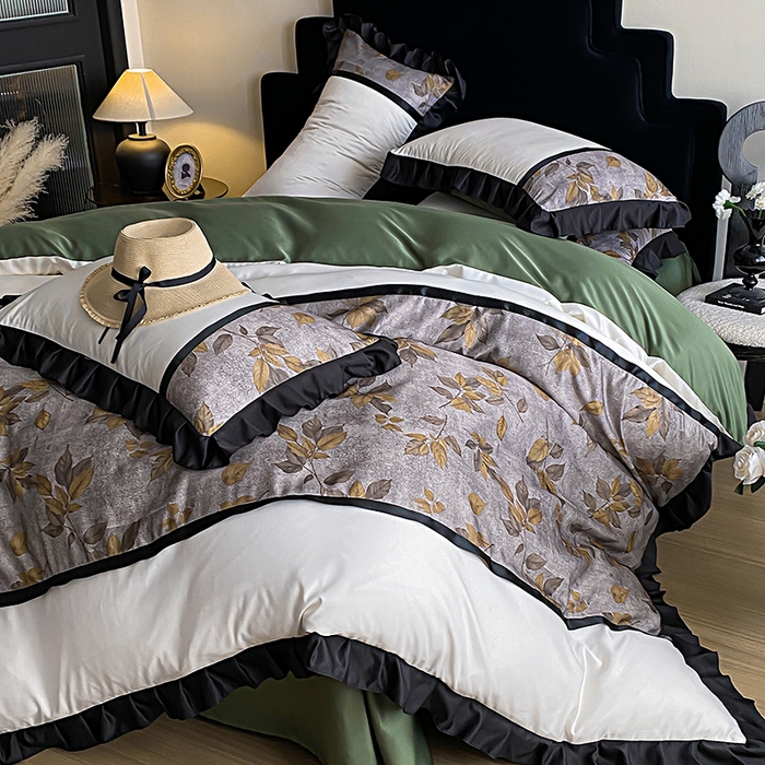 91家纺网 家纺一手货源 找家纺 富宁家纺 2025新款轻奢冰丝数码印花四件套 破晓