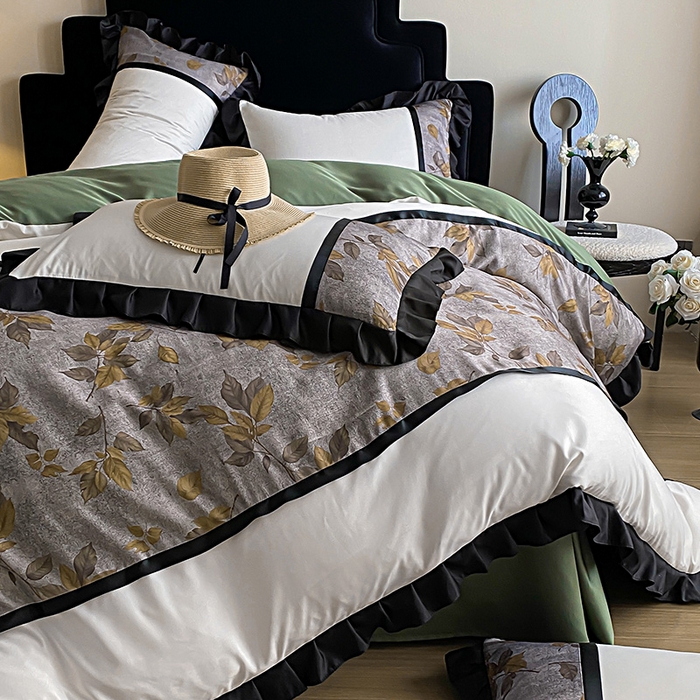 91家纺网 家纺一手货源 找家纺 富宁家纺 2025新款轻奢冰丝数码印花四件套 破晓