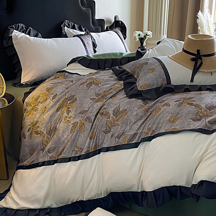 91家纺网 家纺一手货源 找家纺 富宁家纺 2025新款轻奢冰丝数码印花四件套 破晓