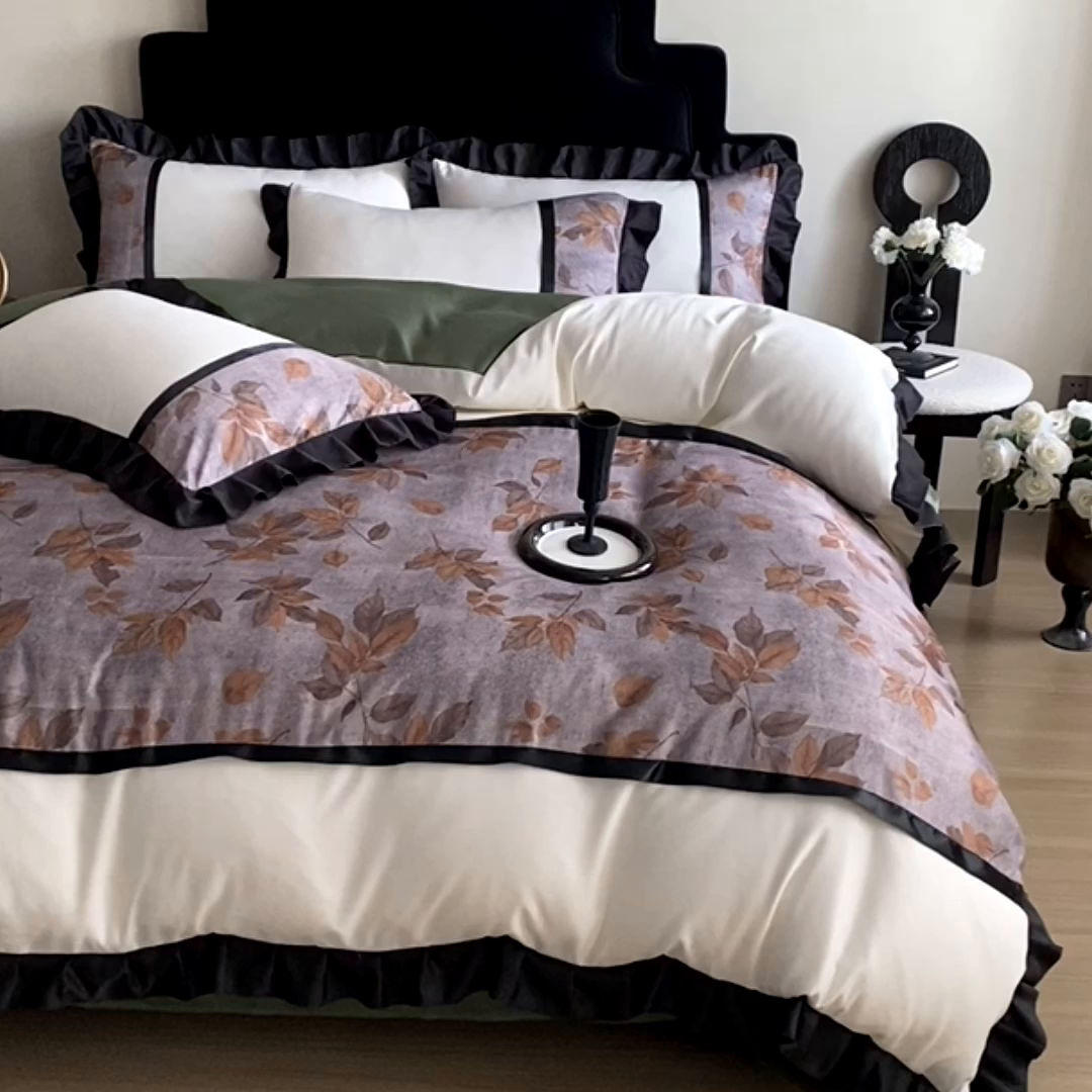 91家纺网 家纺一手货源 找家纺 富宁家纺 2025新款轻奢冰丝数码印花四件套 破晓