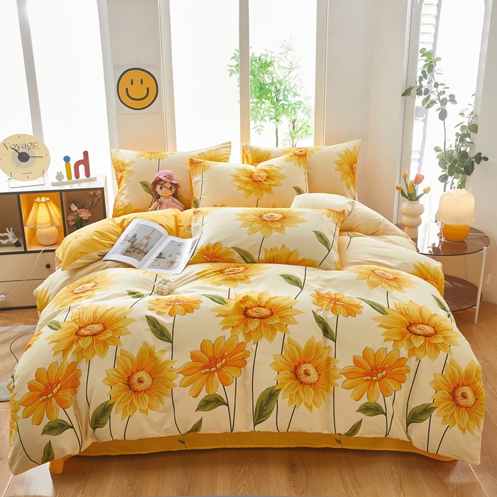 91家纺网 家纺一手货源 找家纺 雲归梦 2025年新款全棉纯棉活性印花四件套 璀璨花开-桔