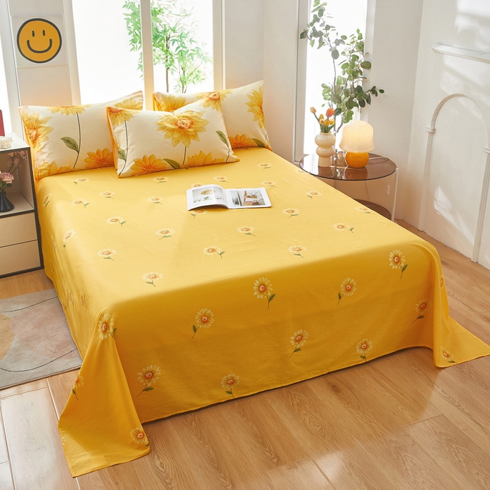 91家纺网 家纺一手货源 找家纺 雲归梦 2025年新款全棉纯棉活性印花四件套 璀璨花开-桔