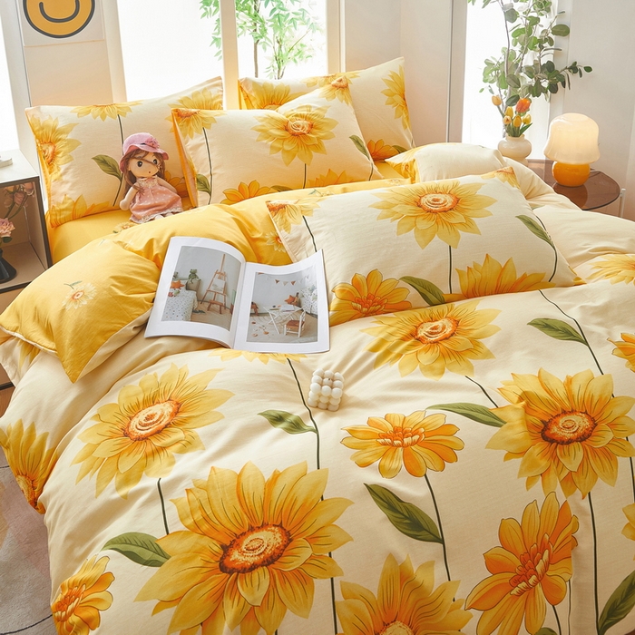 91家纺网 家纺一手货源 找家纺 雲归梦 2025年新款全棉纯棉活性印花四件套 璀璨花开-桔