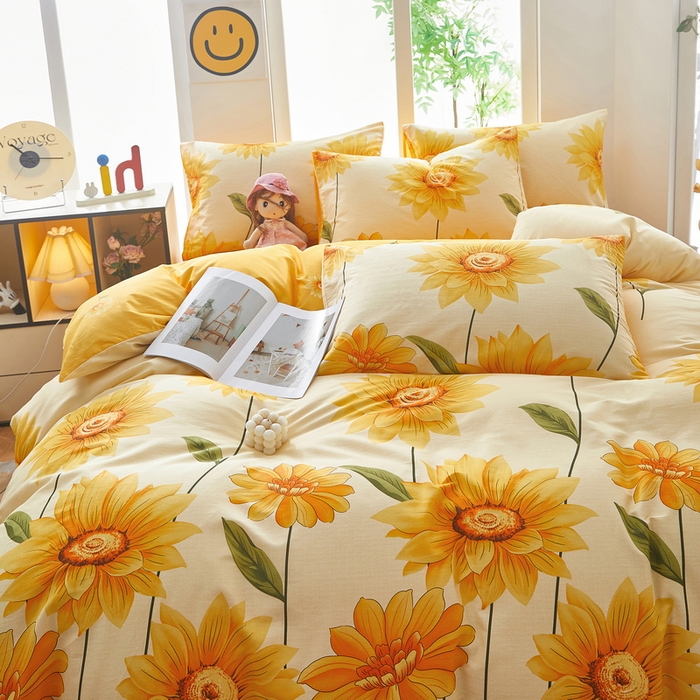 91家纺网 家纺一手货源 找家纺 雲归梦 2025年新款全棉纯棉活性印花四件套 璀璨花开-桔