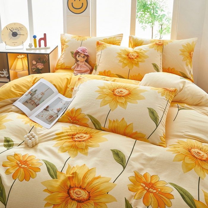 91家纺网 家纺一手货源 找家纺 雲归梦 2025年新款全棉纯棉活性印花四件套 璀璨花开-桔