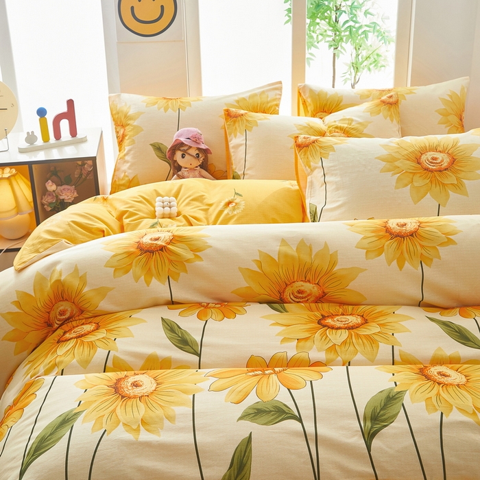 91家纺网 家纺一手货源 找家纺 雲归梦 2025年新款全棉纯棉活性印花四件套 璀璨花开-桔