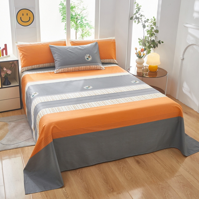 91家纺网 家纺一手货源 找家纺 雲归梦 2025年新款全棉纯棉活性印花四件套 都市英伦-桔