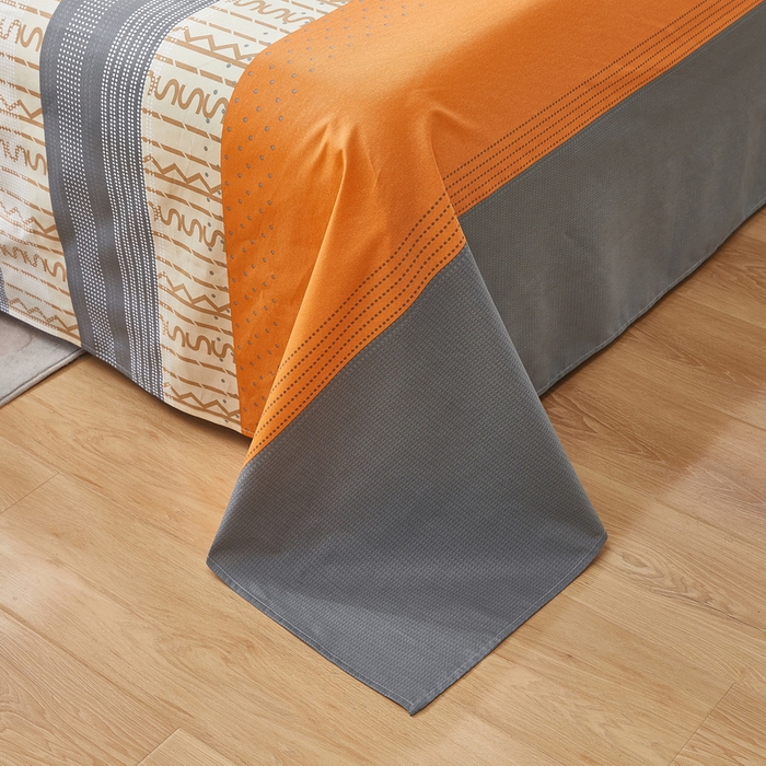 91家纺网 家纺一手货源 找家纺 雲归梦 2025年新款全棉纯棉活性印花四件套 都市英伦-桔