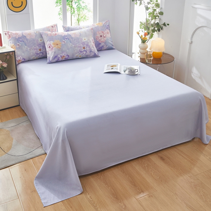 91家纺网 家纺一手货源 找家纺 雲归梦 2025年新款全棉纯棉活性印花四件套 偏偏花语-紫