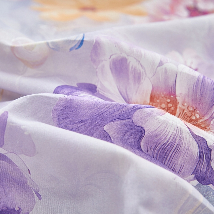 91家纺网 家纺一手货源 找家纺 雲归梦 2025年新款全棉纯棉活性印花四件套 偏偏花语-紫