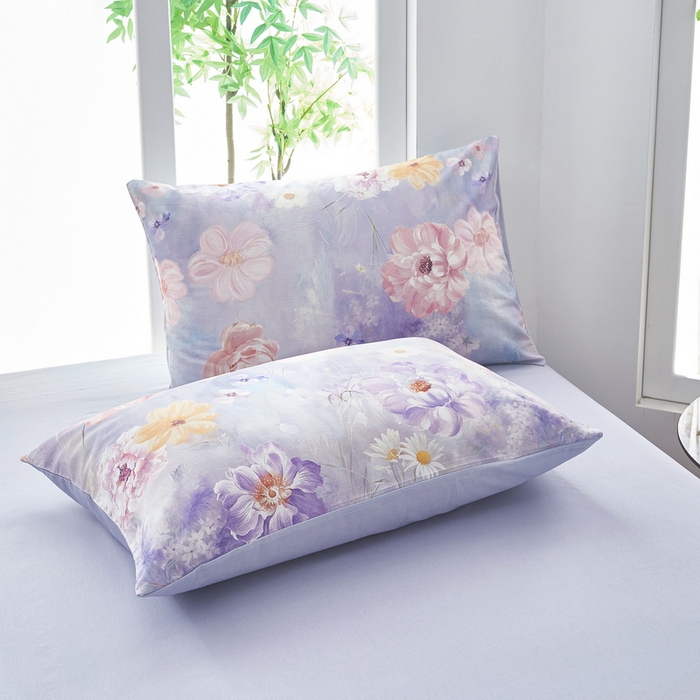 91家纺网 家纺一手货源 找家纺 雲归梦 2025年新款全棉纯棉活性印花四件套 偏偏花语-紫