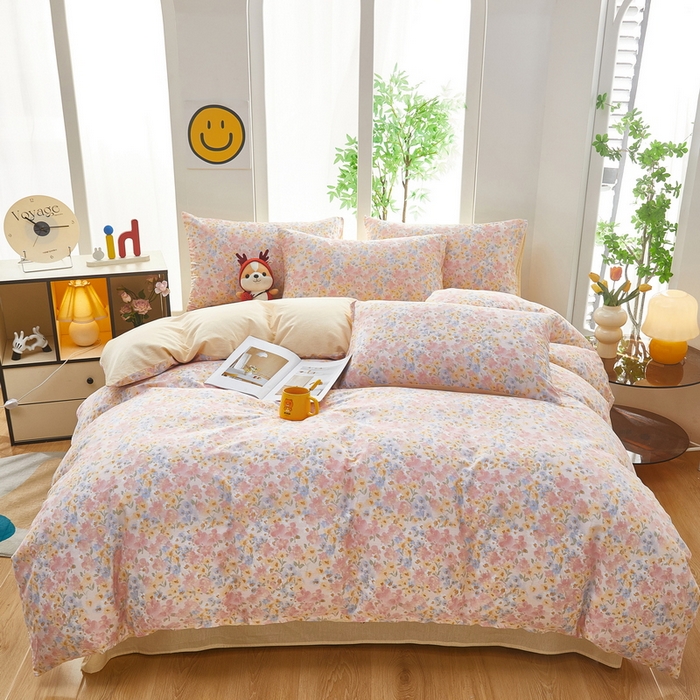 91家纺网 家纺一手货源 找家纺 雲归梦 2025年新款全棉纯棉活性印花四件套 阳光花朵