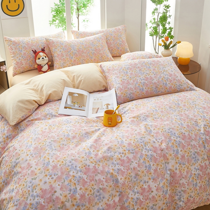 91家纺网 家纺一手货源 找家纺 雲归梦 2025年新款全棉纯棉活性印花四件套 阳光花朵