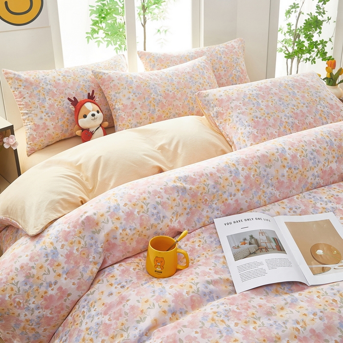 91家纺网 家纺一手货源 找家纺 雲归梦 2025年新款全棉纯棉活性印花四件套 阳光花朵