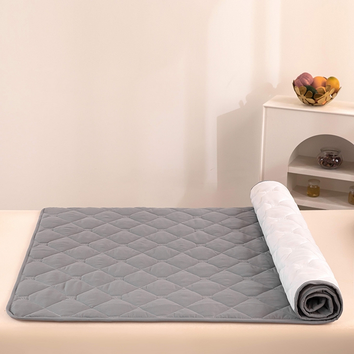 91家纺网 家纺一手货源 找家纺 安逸恋 2025新款A类水洗棉大豆抗菌学生床垫保护垫 灰色