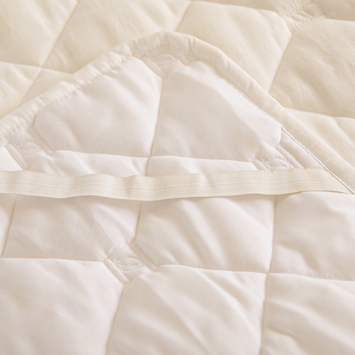 91家纺网 家纺一手货源 找家纺 安逸恋 2025新款A类水洗棉大豆抗菌学生床垫保护垫 米白