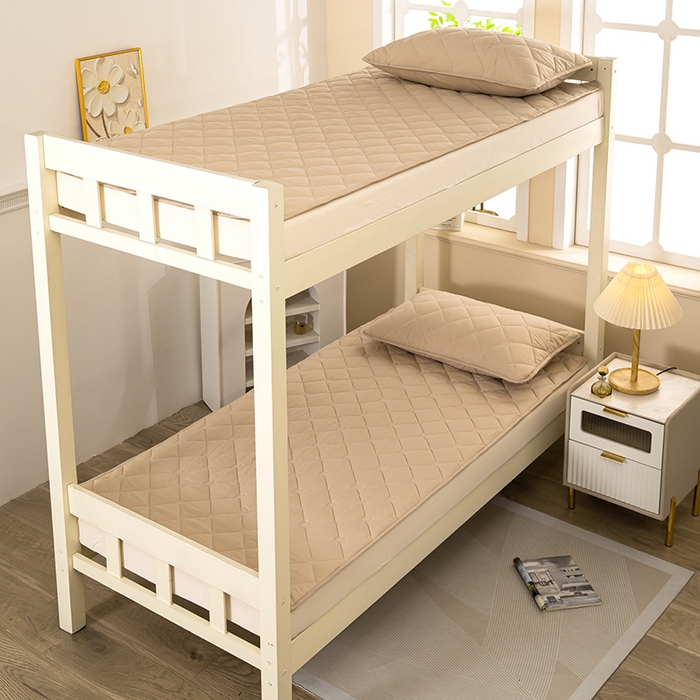 91家纺网 家纺一手货源 找家纺 安逸恋 2025新款A类水洗棉大豆抗菌学生床垫保护垫 咖色