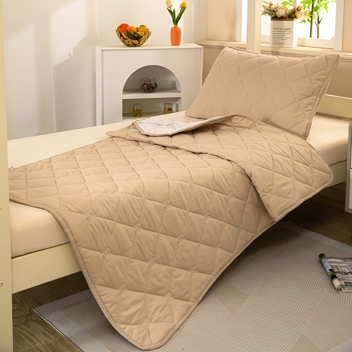 91家纺网 家纺一手货源 找家纺 安逸恋 2025新款A类水洗棉大豆抗菌学生床垫保护垫 咖色