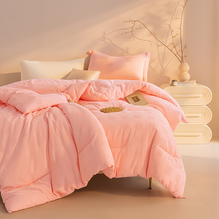 91家纺网 家纺一手货源 找家纺 阳光被业 25新款100%纯棉提花大豆春秋被高端全棉面料冬被学生夏被 玉色