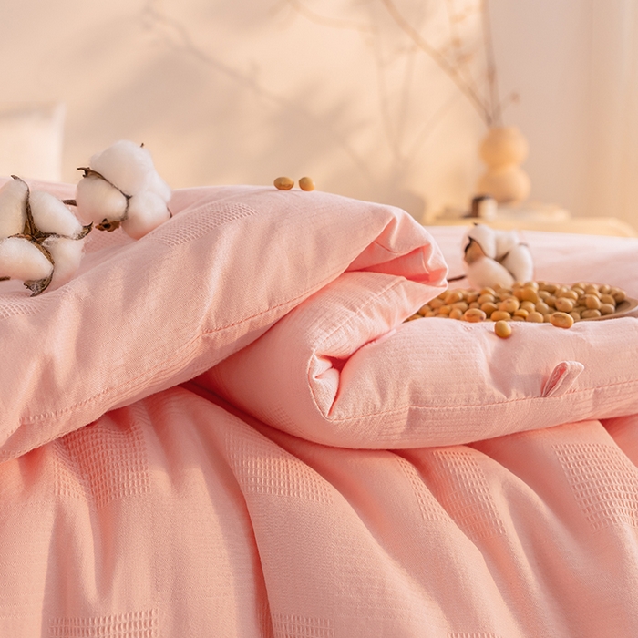 91家纺网 家纺一手货源 找家纺 阳光被业 25新款100%纯棉提花大豆春秋被高端全棉面料冬被学生夏被 玉色