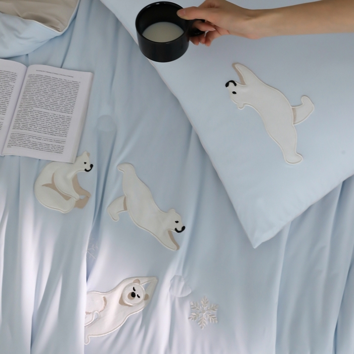 91家纺网 家纺一手货源 找家纺 时亿家居 2025凉感夏被Pro系列凉感被空调被 北极熊蓝