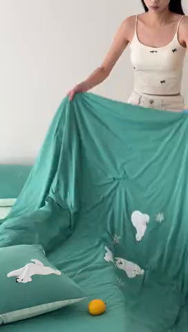 91家纺网 家纺一手货源 找家纺 时亿家居 2025凉感夏被Pro系列凉感被空调被 北极熊绿