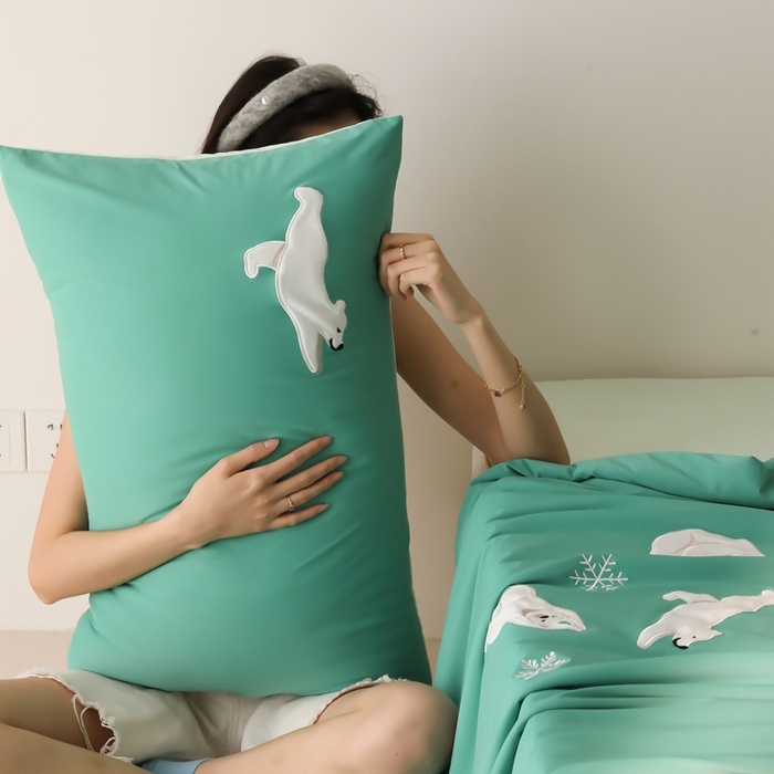 91家纺网 家纺一手货源 找家纺 时亿家居 2025凉感夏被Pro系列凉感被空调被 北极熊绿