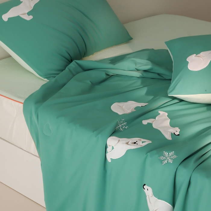 91家纺网 家纺一手货源 找家纺 时亿家居 2025凉感夏被Pro系列凉感被空调被 北极熊绿