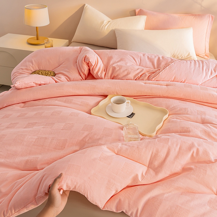 91家纺网 家纺一手货源 找家纺 阳光被业 2025新款100%纯棉提花大豆春秋被高端全棉面料冬被被子被芯学生夏被 玉色