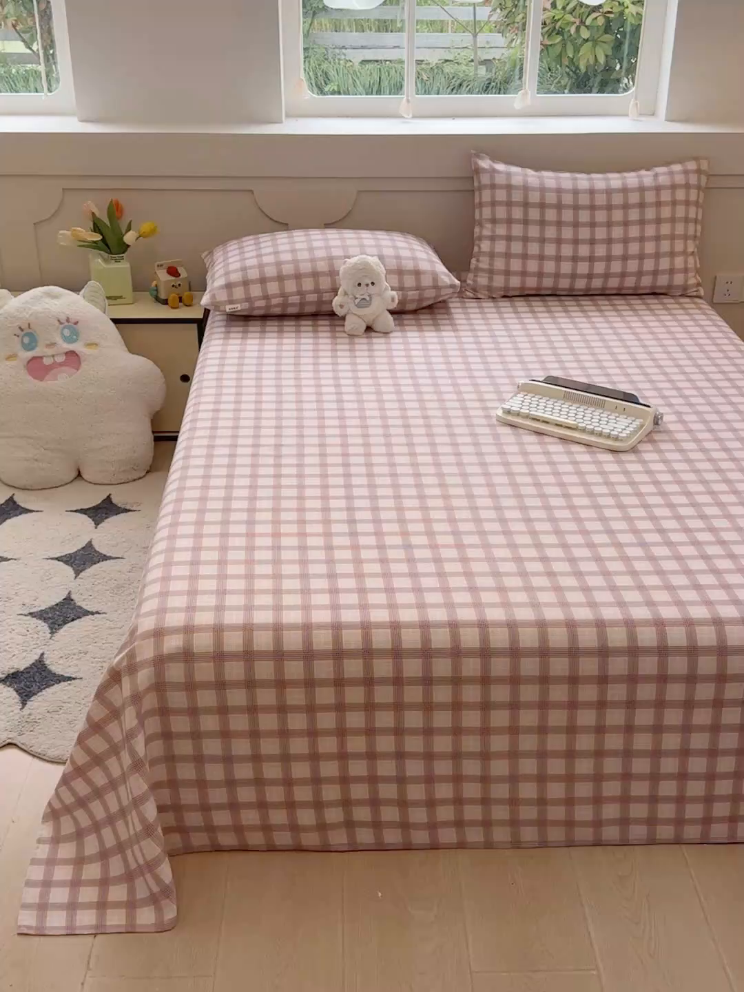 91家纺网 家纺一手货源 找家纺 2025新款原棉老粗布床单凉席三件套柔软舒适-热门花型一 艾格