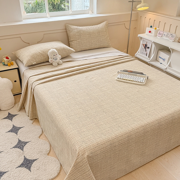 91家纺网 家纺一手货源 找家纺 2025新款原棉老粗布床单凉席三件套柔软舒适-热门花型一 明沙