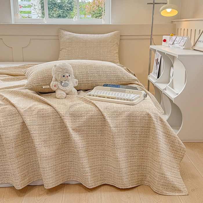 91家纺网 家纺一手货源 找家纺 2025新款原棉老粗布床单凉席三件套柔软舒适-热门花型一 明沙