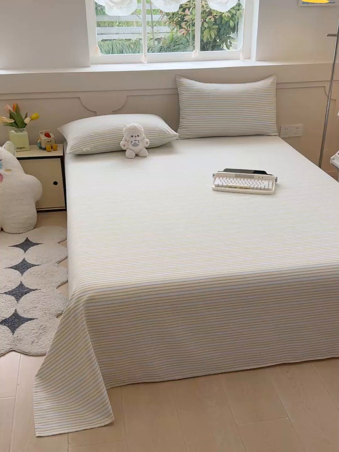 91家纺网 家纺一手货源 找家纺 2025新款原棉老粗布床单凉席三件套柔软舒适-热门花型一 明沙