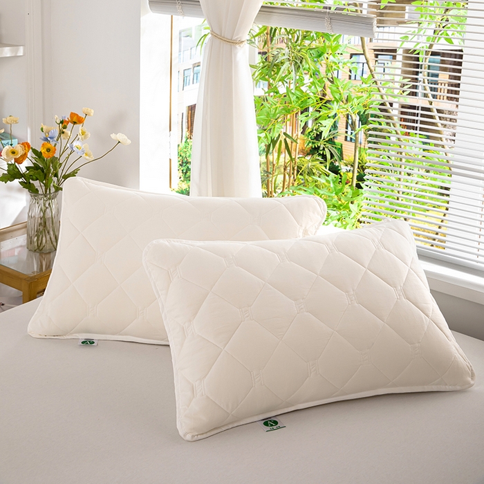 91家纺网 家纺一手货源 找家纺 安逸恋 2025新款A类水洗棉大豆夹棉枕套48*74cm出口跨境 米白