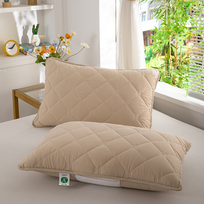 安逸恋 2025新款A类水洗棉大豆夹棉枕套48*74cm出口跨境 咖色